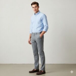 johnnie-O Men's Gray Heathered Pants 32x34 Slim Fit Cotton Casual Dress Trousers